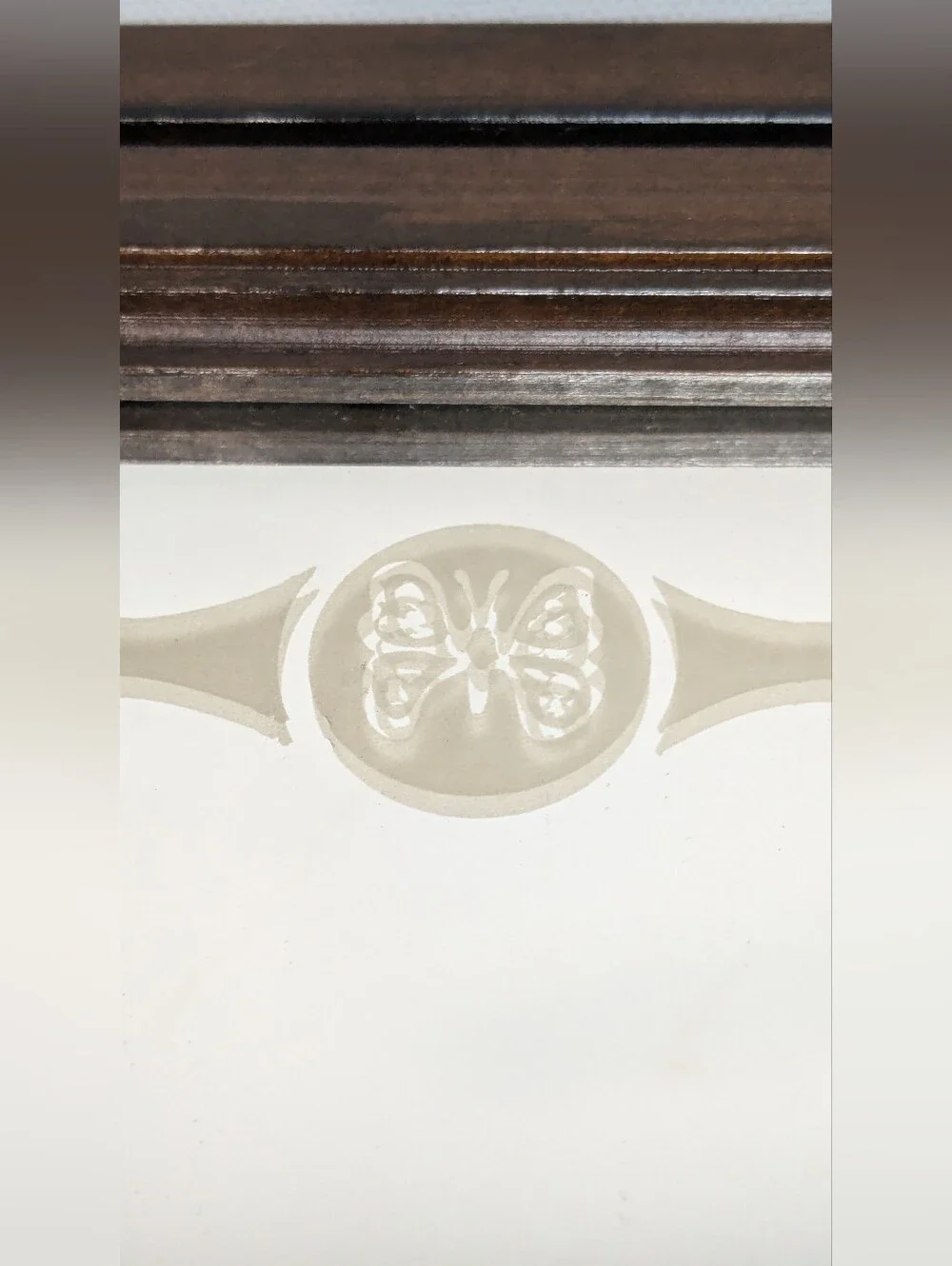 Vintage Octagonal Wall Mirror in Dark Brown with Etched Floral Design